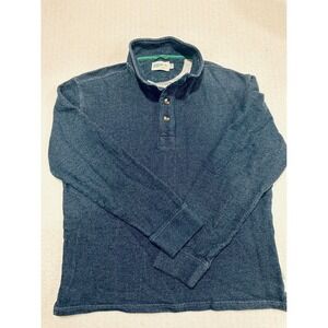 Wellen Men's Blue Striped Knit Pullover Long Sleeve Henley Sweater Size L